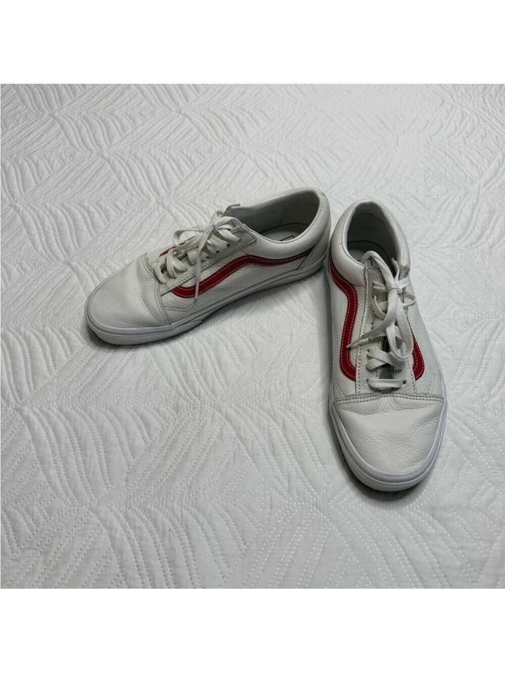 Vans Old Skool Vintage Blanc De Men’s White Leather Low Top Sneakers. Size 9